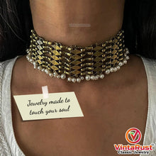 Load image into Gallery viewer, Woven Pearl Handmade Afghan Choker Necklace
