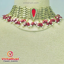 Load image into Gallery viewer, Vintage Woven Pearls and Stones Afghani Choker