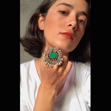 Load image into Gallery viewer, Yellow and Green Afghan Kuchi Massive Ring