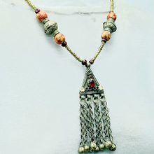 Load image into Gallery viewer, Vintage Afghan Kuchi Pendant Necklace With Beaded Chain
