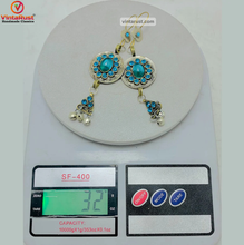 Load image into Gallery viewer, Light Weight Earrings With Turquoise Glass Stone
