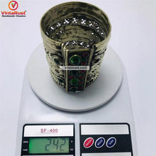 Load image into Gallery viewer, Golden Tribal Cuff Bracelet With Big Glass Stones
