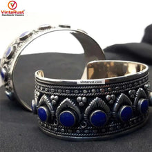 Load image into Gallery viewer, Boho Kuchi Cuff Bracelet With Stones
