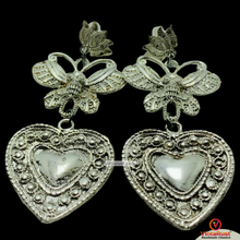 Load image into Gallery viewer, Handmade Silver Tone Heart Shaped Earrings
