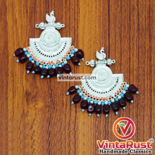 Load image into Gallery viewer, Silver Kuchi Earrings With Multicolor Beads and Stones
