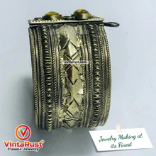 Load image into Gallery viewer, Vintage Gypsy Cuff Bracelet With Yellow Glass Stones
