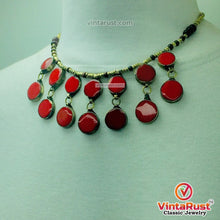 Load image into Gallery viewer, Coral Stone Beaded Choker with Ring and Earrings
