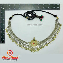 Load image into Gallery viewer, Silver Kuchi Bells Choker Necklace With Vintage Pendant
