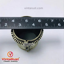 Load image into Gallery viewer, Antique Cuff Bracelet With Blue Glass Stones
