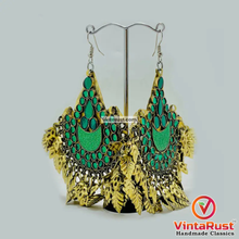 Load image into Gallery viewer, Boho Green Oversized Kuchi Classic Earrings
