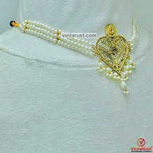 Load image into Gallery viewer, Pearls Beaded Motif Choker Necklace With Earrings Jewelry Set

