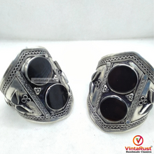 Load image into Gallery viewer, Kuchi Tribal Black Stone Cuff Bracelet
