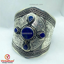 Load image into Gallery viewer, Handmade Silver Tone Kuchi Cuff Bracelet
