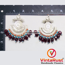 Load image into Gallery viewer, Silver Kuchi Earrings With Multicolor Beads and Stones
