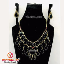 Load image into Gallery viewer, Tribal Black Stones Necklace With Earrings Jewelry Set
