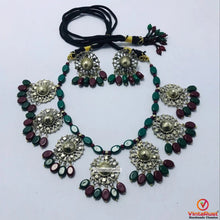 Load image into Gallery viewer, Beaded Stone Motifs Choker Necklace With Earrings Jewelry Set
