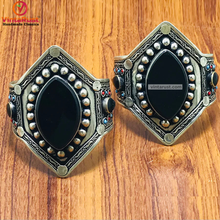 Load image into Gallery viewer, Adjustable Black Stone Cuff Bracelet
