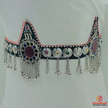 Load image into Gallery viewer, Silver Kuchi Tribal Belly Belt, Ethnic Kuchi Belly Dance Belt

