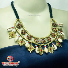Load image into Gallery viewer, Vintage Choker Necklace With Dangling Golden Motifs and Shells
