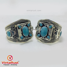 Load image into Gallery viewer, Handmade Boho Cuff Bracelet inlaid With Stones
