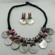 Load image into Gallery viewer, Vintage Coins Antique With Glass Stones jewelry set
