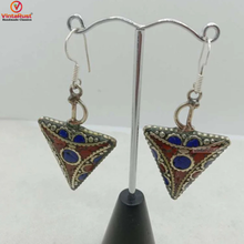 Load image into Gallery viewer, Triangle Shaped Dangle Earrings, Nepalese Earrings
