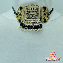 Load image into Gallery viewer, Black Amulet Choker Necklace With Earrings
