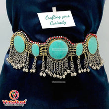 Load image into Gallery viewer, Handmade Kuchi Stones Belt With Silver Bells

