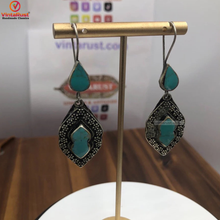 Load image into Gallery viewer, Tribal Handmade Glass Stone Earrings
