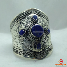 Load image into Gallery viewer, Handmade Silver Tone Kuchi Cuff Bracelet
