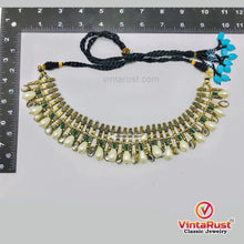 Load image into Gallery viewer, Handmade Tribal Metal Choker Necklace with Pearls
