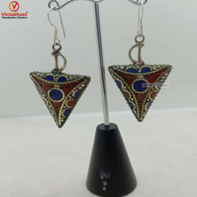 Load image into Gallery viewer, Triangle Shaped Dangle Earrings, Nepalese Earrings
