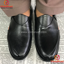 Load image into Gallery viewer, Handcrafted Unique Black Peshawari Men&#39;s  Chappal
