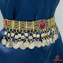 Load image into Gallery viewer, Vintage Belly Dance Belt With Dangling Coins
