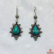 Load image into Gallery viewer, Boho Turquoise Sterling Silver Dangle Earrings
