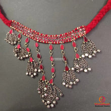 Load image into Gallery viewer, Boho Tribal Red Glass Stones Choker Necklace
