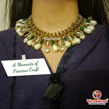 Load image into Gallery viewer, Handmade Tribal Metal Choker Necklace with Pearls
