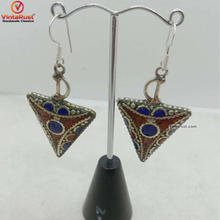 Load image into Gallery viewer, Triangle Shaped Dangle Earrings, Nepalese Earrings
