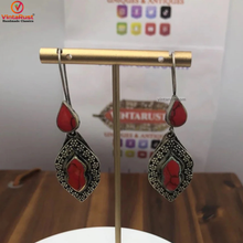 Load image into Gallery viewer, Tribal Handmade Glass Stone Earrings
