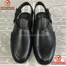 Load image into Gallery viewer, Handcrafted Unique Black Peshawari Men&#39;s  Chappal
