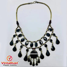 Load image into Gallery viewer, Tribal Black Stones Necklace With Earrings Jewelry Set
