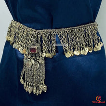 Load image into Gallery viewer, Tribal Silver Kuchi Belly Belt With Dangling Tassels
