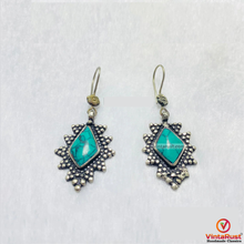 Load image into Gallery viewer, Boho Turquoise Sterling Silver Dangle Earrings
