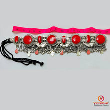 Load image into Gallery viewer, Vintage Coral Stone Belly Dance Belt, Afghan  Belt
