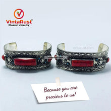 Load image into Gallery viewer, Tribal Kuchi Handcuff Bracelet With Stones and Beads
