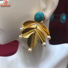 Load image into Gallery viewer, Floral Turquoise Handmade Earrings
