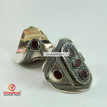 Load image into Gallery viewer, Front Three Stone Style Boho Kuchi Bracelet
