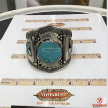 Load image into Gallery viewer, Vintage Kuchi Turquoise Stone Cuff Bracelet
