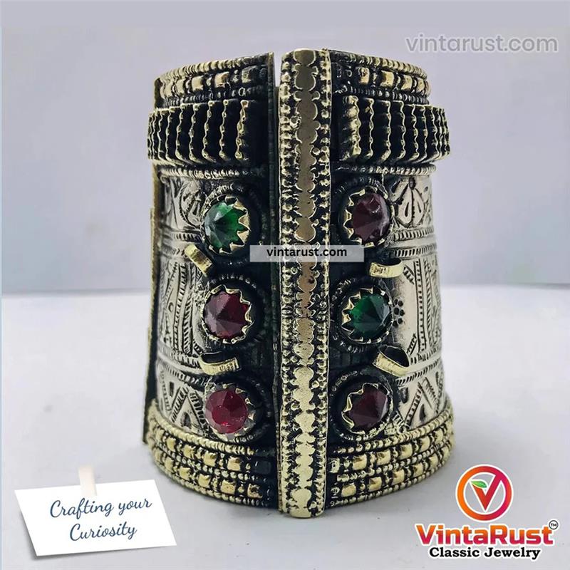 Gypsy Kuchi Bracelet With Glass Stones