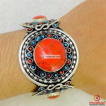 Load image into Gallery viewer, Handmade Tribal Stones Cuff Bracelet, Kuchi Jewelry
